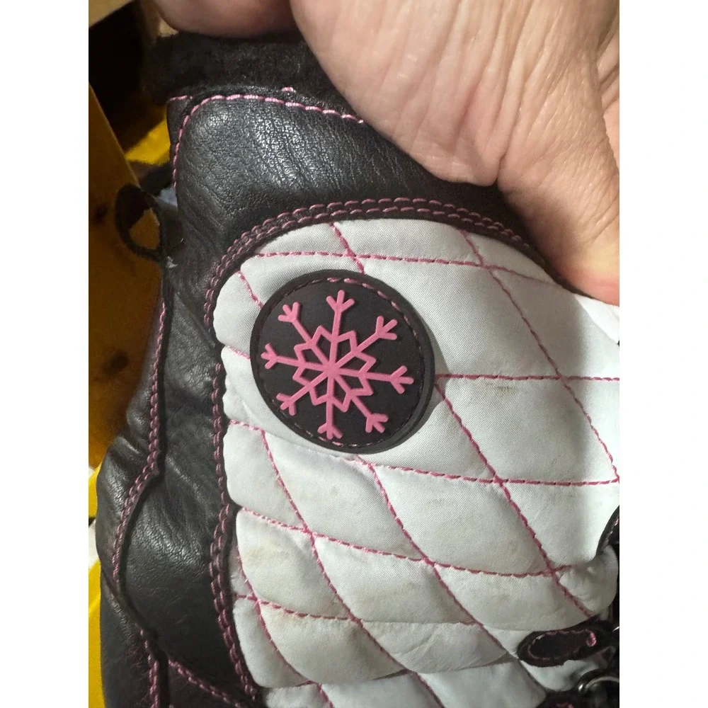 Totes Haddie Kids Winter Boots Black White Pink Faux Fur Lined Size 5M 603-8011